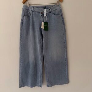 Halara NWT Jeans Flex Denim Wide Leg Cropped Baggy Soft Blue Size Medium P